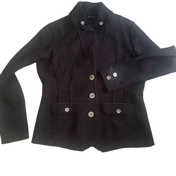 Eileen Fisher Jackets & Blazers - Eileen Fisher Felted Merino Wool Gray Knit Button Front Blazer Jacket Petite M